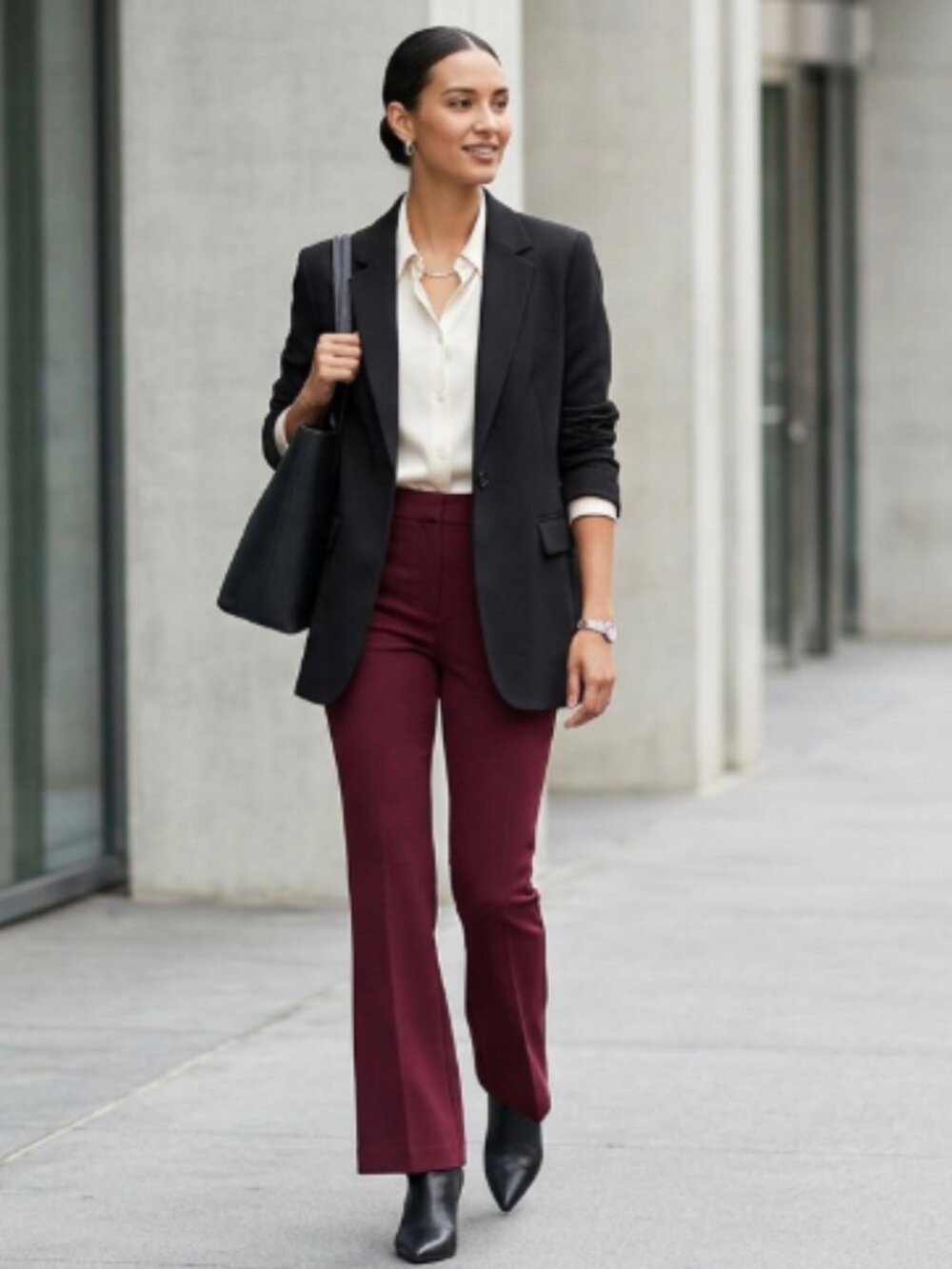 NWT Anne Klein Burgundy Modern Flare Dress Pants 4 Tall 33" Inseam